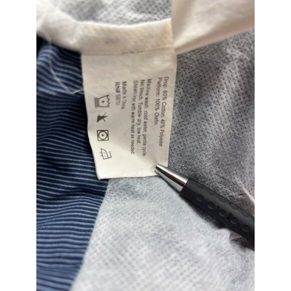 Striped Full-Size Bed Skirt 60% Cotton 40% Polyester Blue & White 92d - Picture 2 of 6